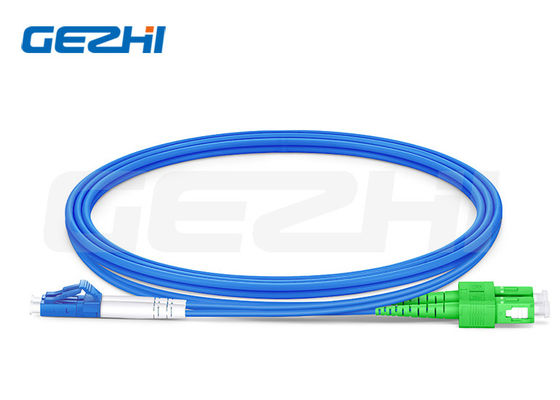 LC UPC para SC APC Duplex OS2 Single Mode Armored LSZH 3.0mm Fiber Patch Cable para uso interno